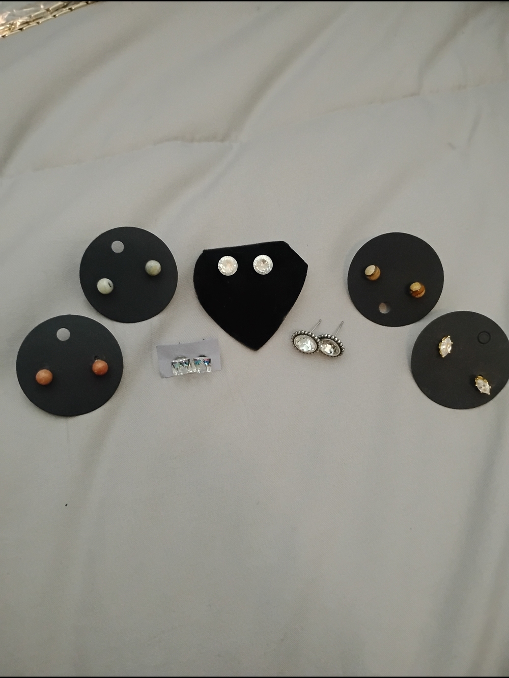 Earring Set - Mixed Studs in White, Gold, Silver, Rose.